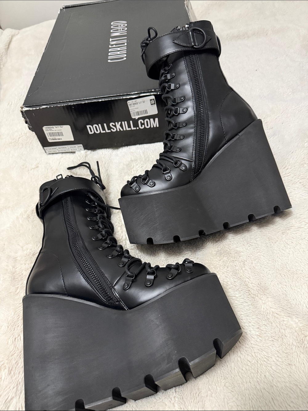 Current Mood | Traitor Black Platform Lace-Up Wedge Combat Boots | NIB | 9 - Picture 8 of 11